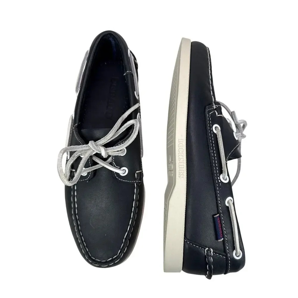 Sebago‎ Classic Portland Boat Shoe Mens 7 R EU 40 Navy Leather Moc Toe Slip On